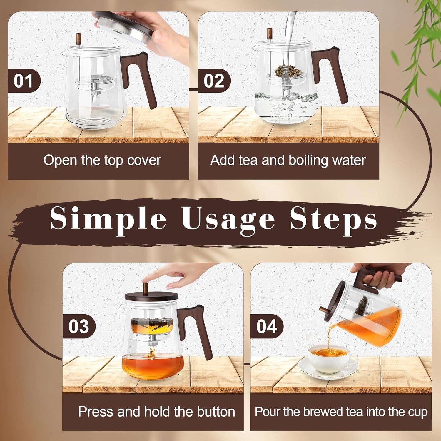 800ml Glass Teapot Water Separation Infuser Tea Pot Borosilicate