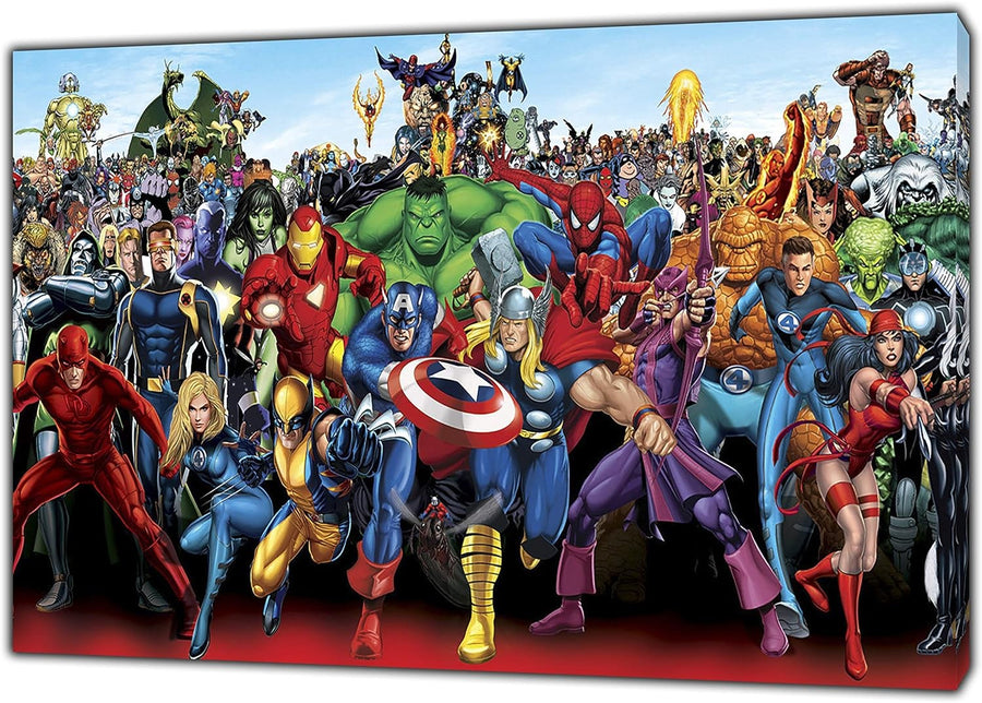 Super Hero Characters Canvas Wall Art Framed Print 30x20cm 12x8in