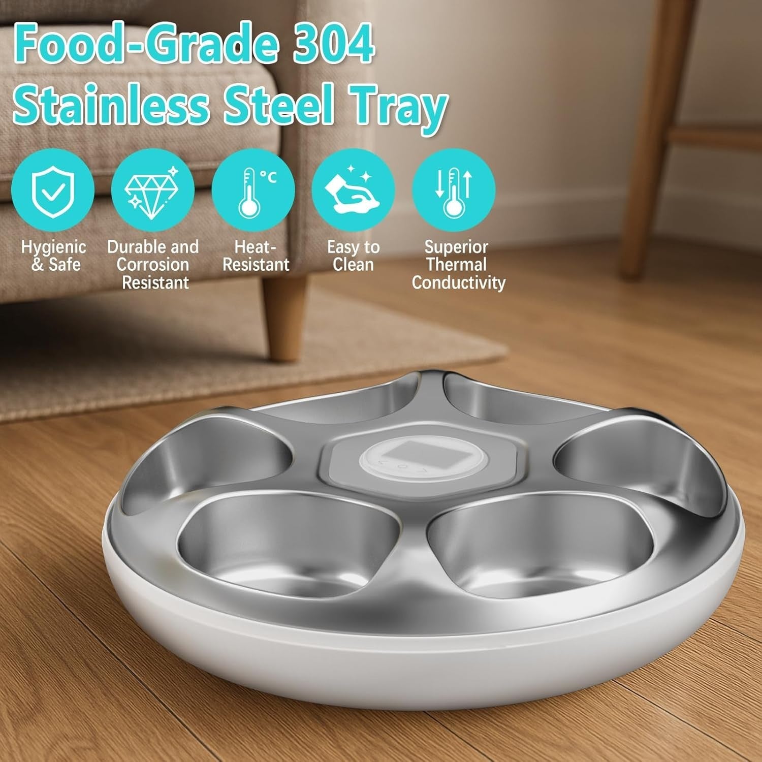 Automatic Wet Food Pet Feeder 6 Meal Timer Stainless Steel Ice Packs