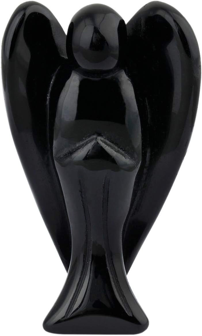 Black Obsidian 3" Guardian Angel Crystal Figurine Healing Protection Gift Decor