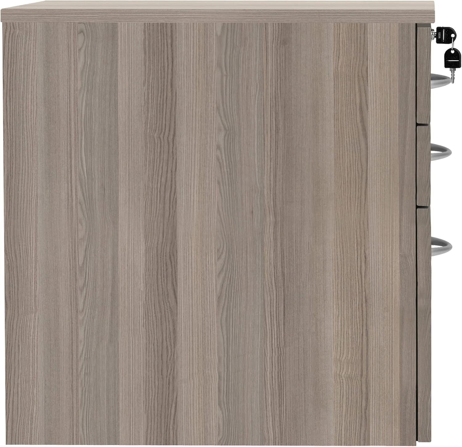 Grey Oak Mobile Filing Cabinet 3 Drawer Lockable Under Desk A4