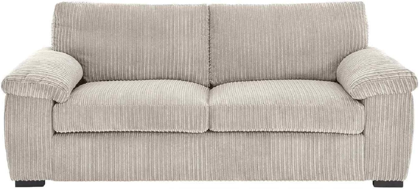 3 Seater Jumbo Cord Sofa Cream – Deep Cushions, Soft Fabric, UK Stock