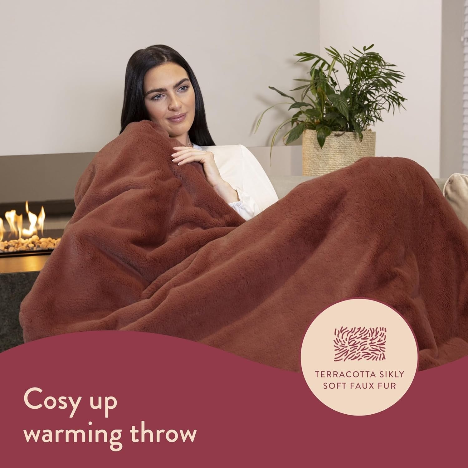 Electric Heated Throw Blanket 160x120cm Faux Fur 6 Settings Timer