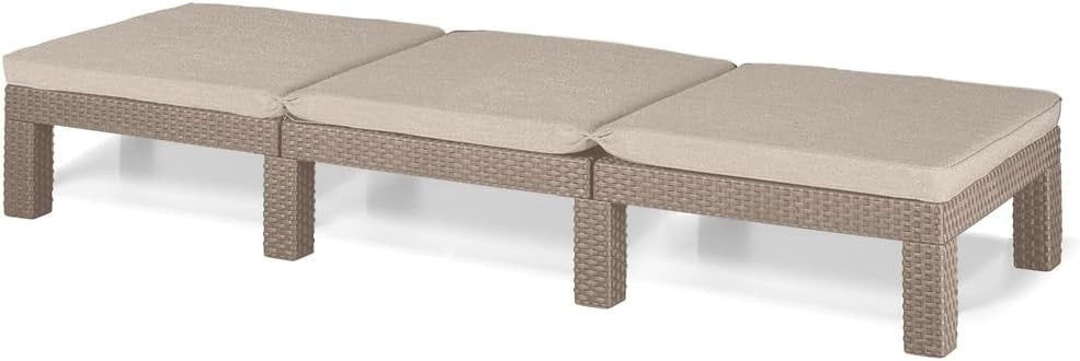 Rattan Effect Reclining Sun Lounger with Cushion Cappuccino 4-Position Chair