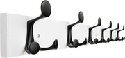 White Wall Coat Rack 6 Triple Hooks | 99cm Wooden Hanging Rail Organizer