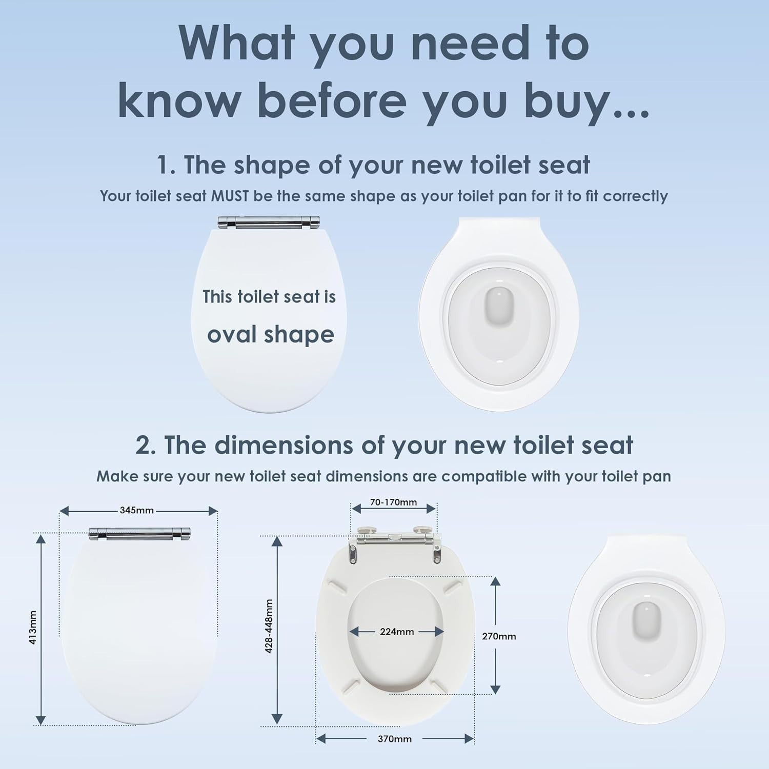 White Soft Touch Toilet Seat Slow Close Click Lift Clean Matte Finish 42x36cm