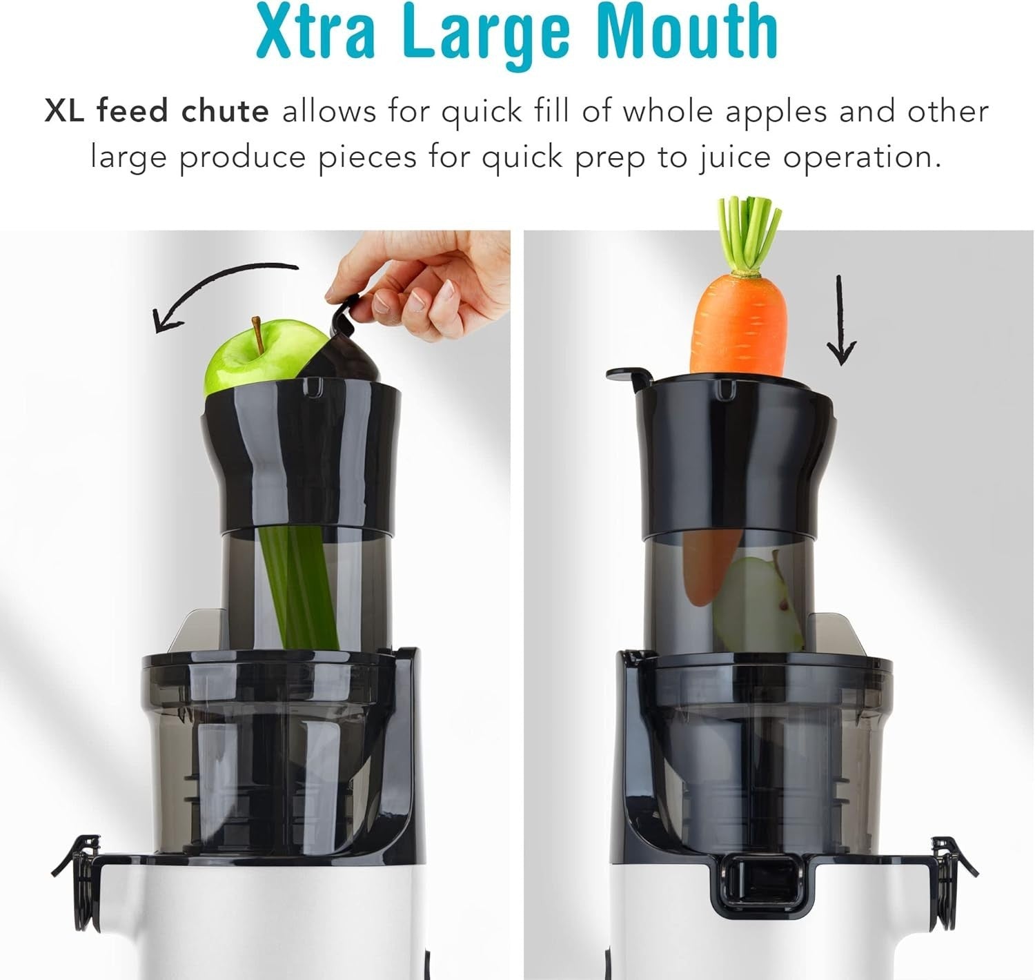 XL Mouth Cold Press Juicer Compact Stainless Steel Easy Clean High Yield
