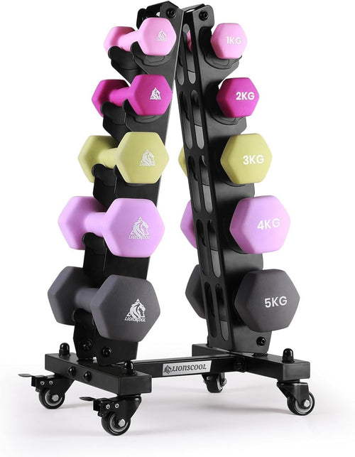 Portable Neoprene Dumbbell Set 1-5KG with Rolling Rack – Home Gym Workout