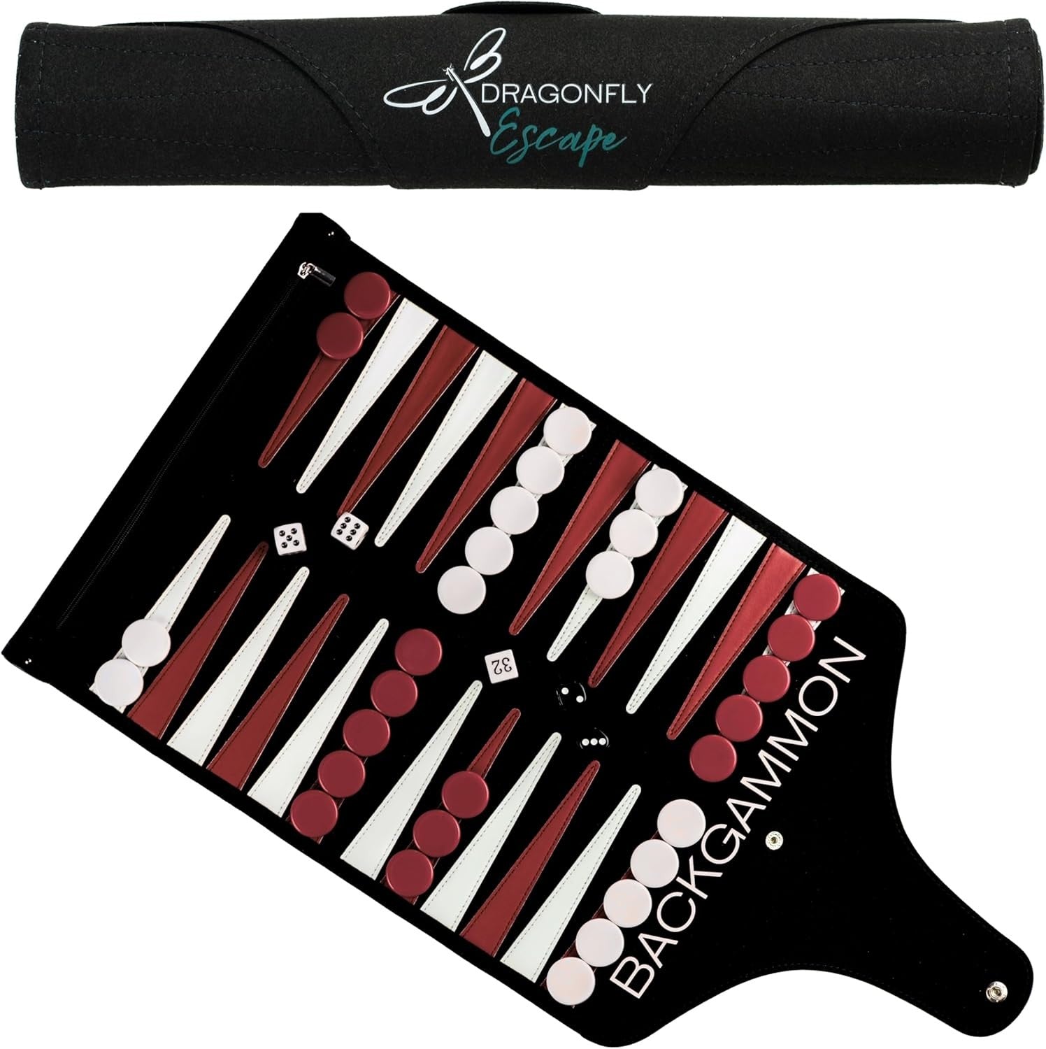 Roll Up Travel Backgammon Set Lightweight Portable Board Game for Adults