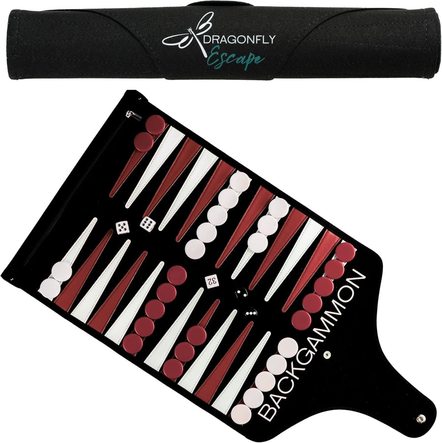 Roll Up Travel Backgammon Set Lightweight Portable Board Game for Adults