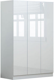 High Gloss 3 Door Bedroom Wardrobe with Hanging Rail & Shelves – Modern Style