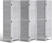 6 Panel Wooden Folding Room Divider Light Grey Privacy Screen 242x170cm