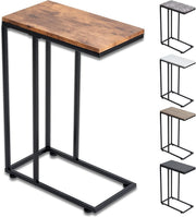 Rustic Wood C Shaped Side Table | Sofa Bed Laptop Snack Coffee Stand