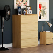 Modern 4 Drawer Chest Pine Wood Storage Unit – Slim Bedroom Dresser