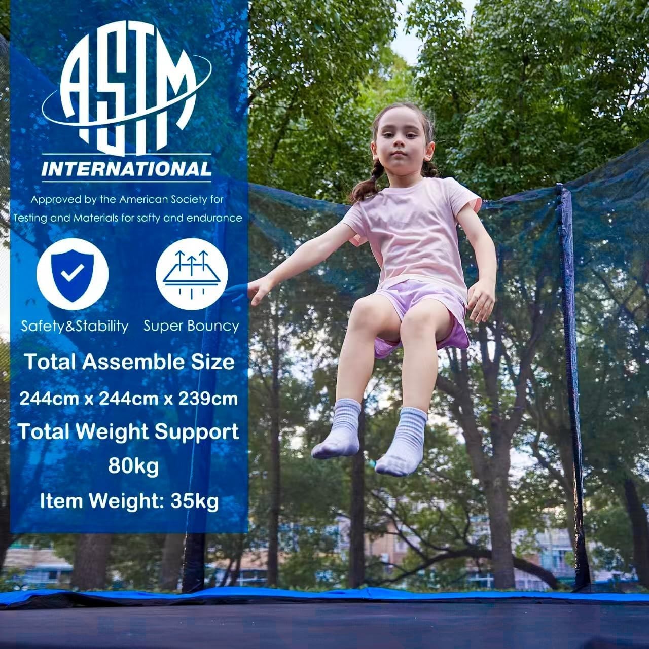 8FT Outdoor Garden Trampoline Safety Enclosure Rustproof Frame