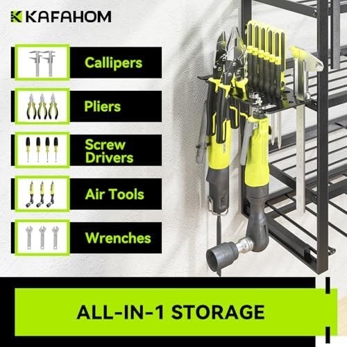 Wall Mounted Power Tool Rack 4-Tier 13 Drill Holder Black