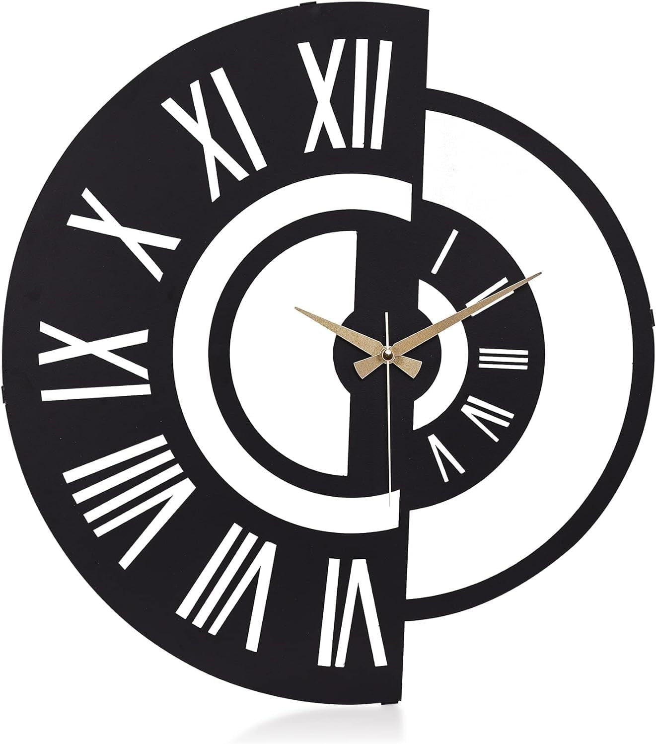 50cm Large Metal Wall Clock Modern Roman Numerals Silent Quartz Home Decor