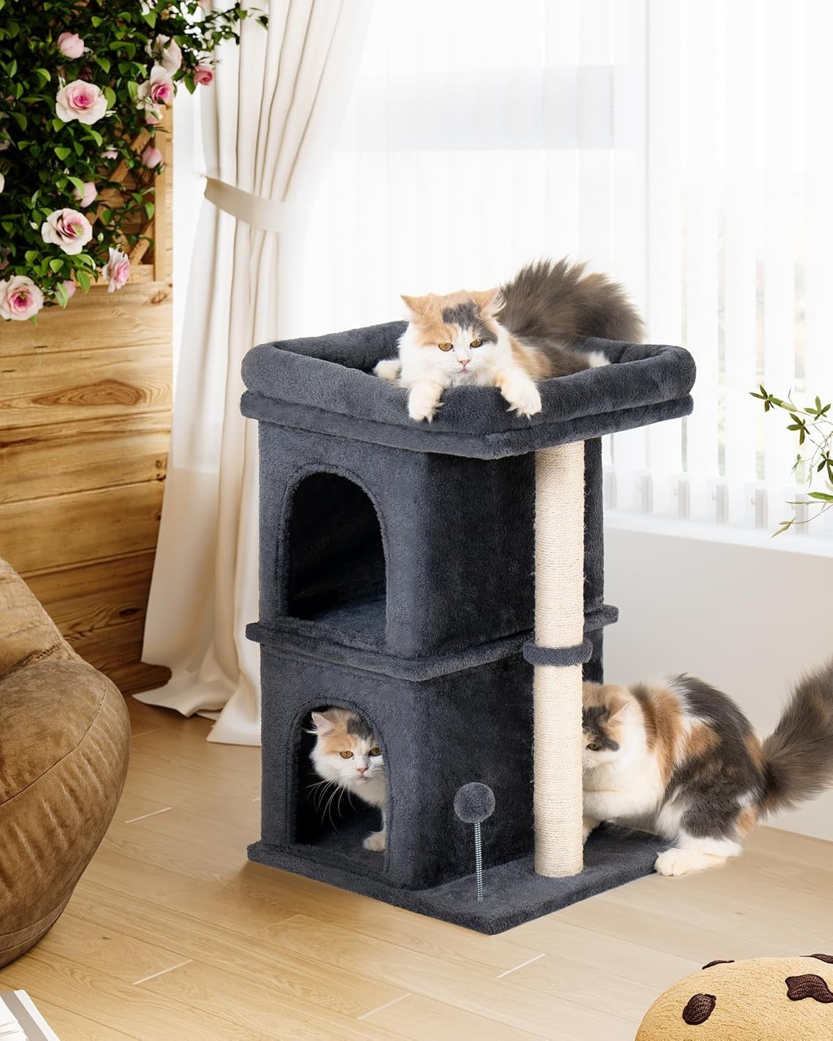 61cm Cat Tree Tower Condo with Large Perch Sisal Scratching Post