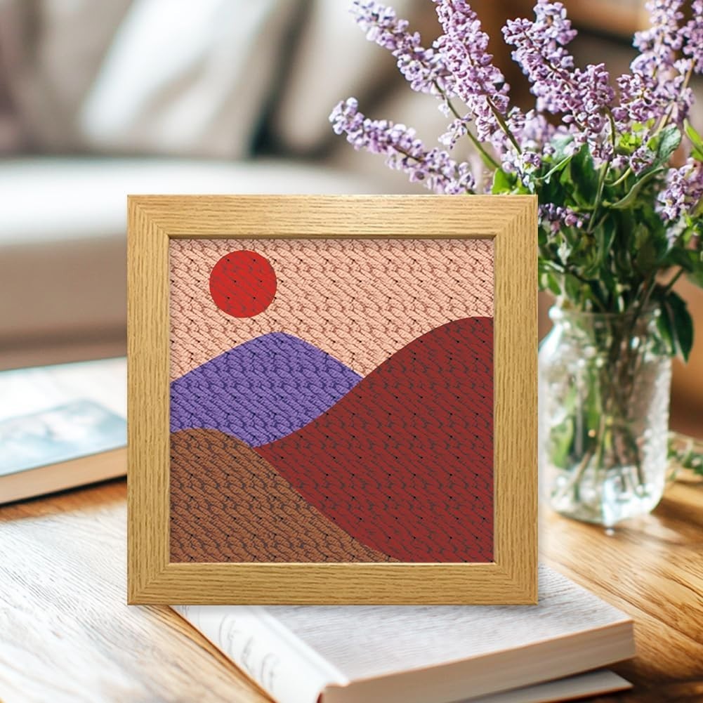 2pcs Boho Landscape Punch Needle Kit DIY Wall Hanging Decor