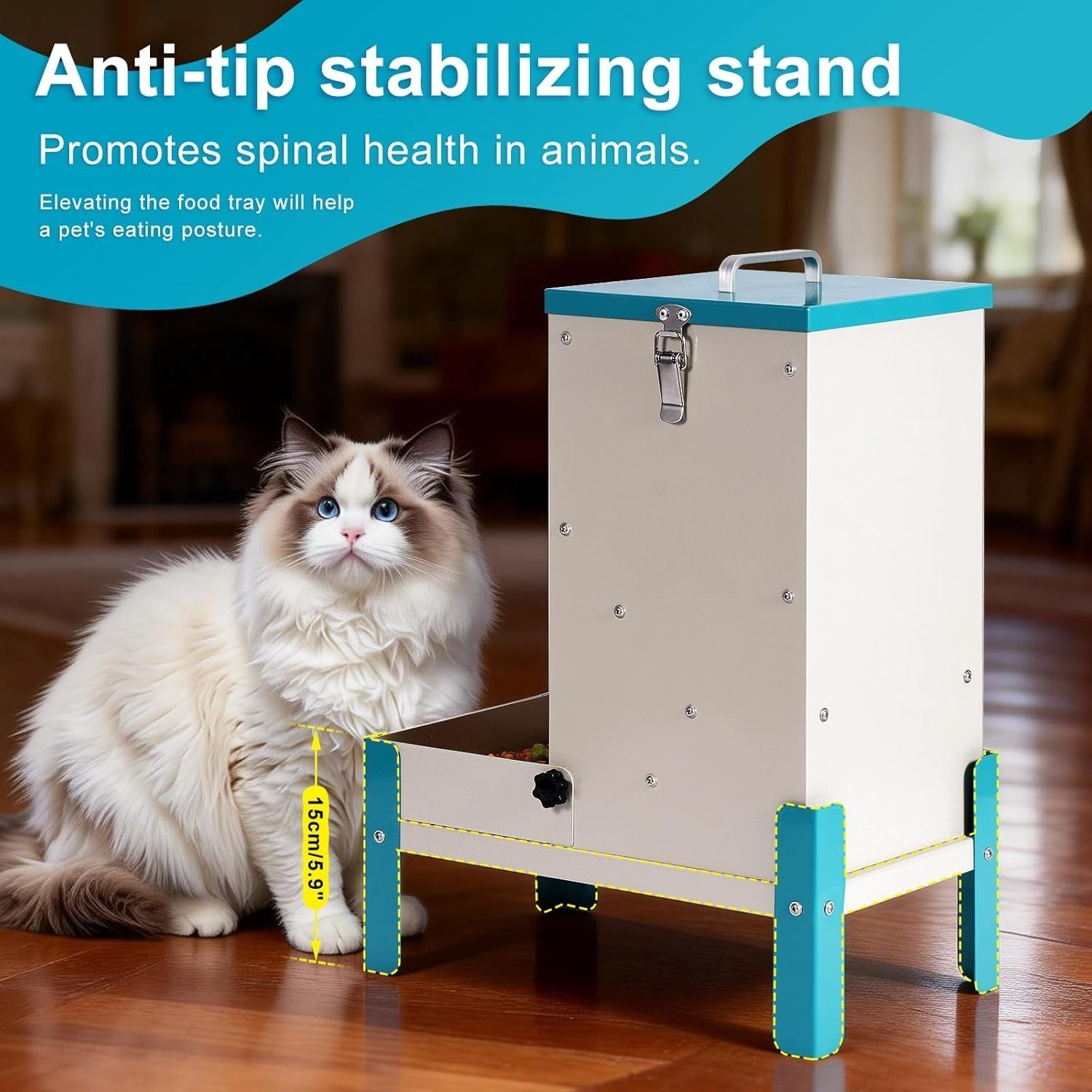 10L Elevated Automatic Pet Feeder Metal Gravity Food Dispenser Bowl