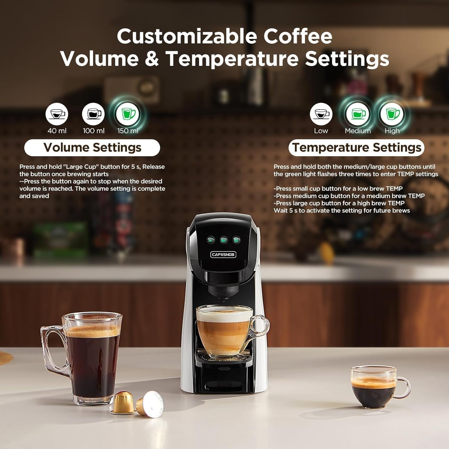 5-in-1 Pod Coffee Machine 20BAR | Multi-Capsule Compatible | Fast Brew