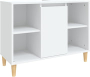 White Bathroom Sink Cabinet with Storage – Nordic Style Unit, Wooden Legs 80cm