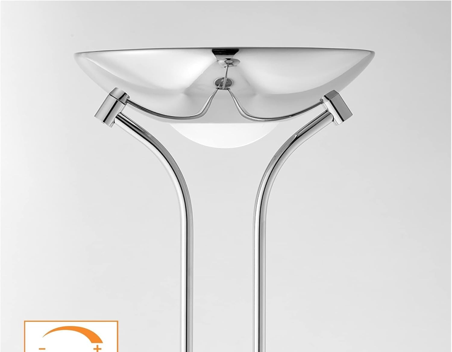 Chrome Dimmable Floor Lamp with Reading Arm 180cm Tall Uplighter Light