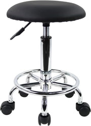 Adjustable Swivel Stool Chair with Wheels, PU Leather Seat, Height Lift