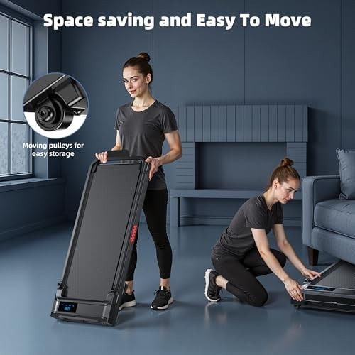 Foldable Under-Desk Walking Pad Treadmill 2HP, Compact 3-Mode Home Office