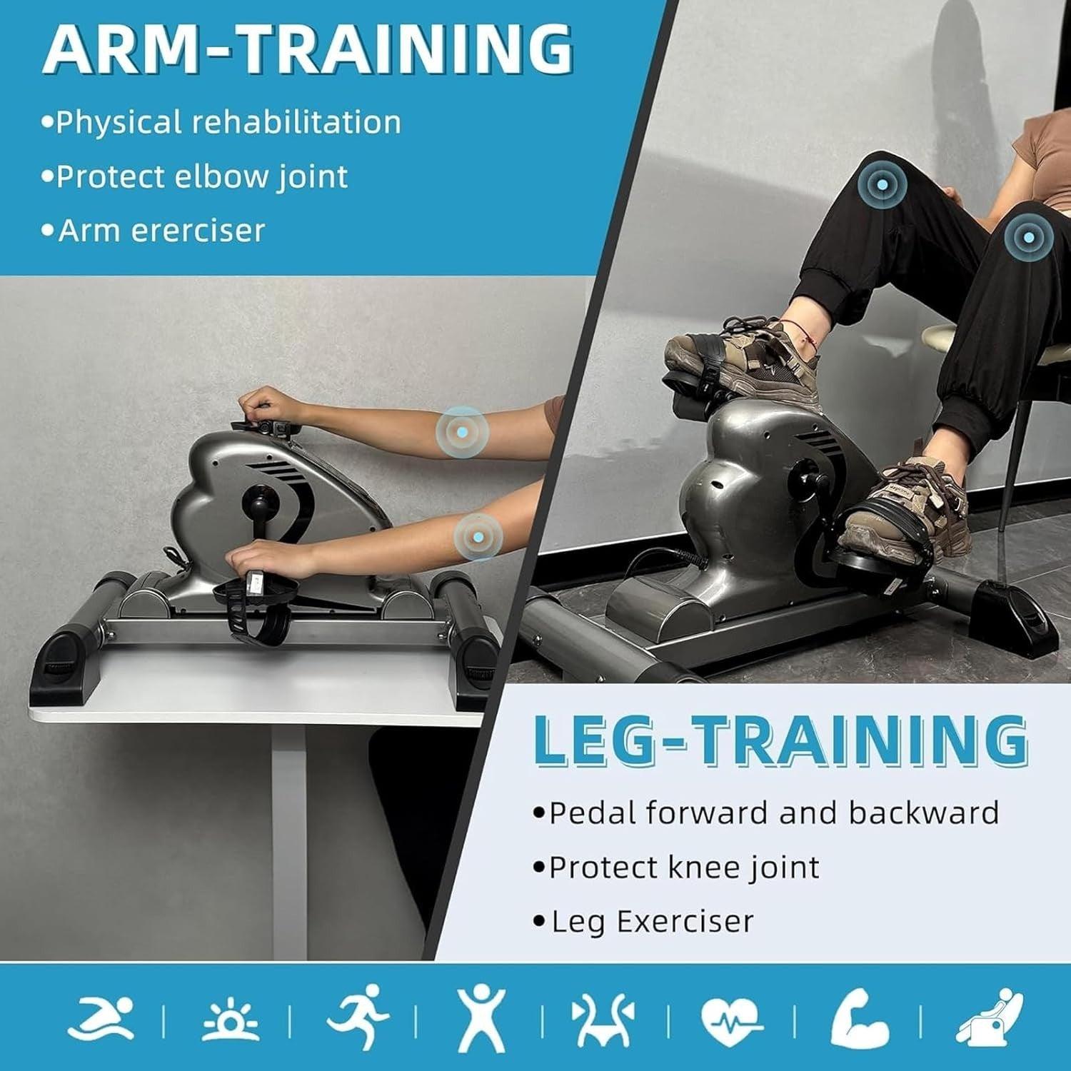 Electric Seated Pedal Exerciser 10 Speed Remote LCD Rehab