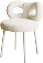 Vanity Stool with Soft Faux Wool Seat and Backrest, Bedroom Chair for Adults