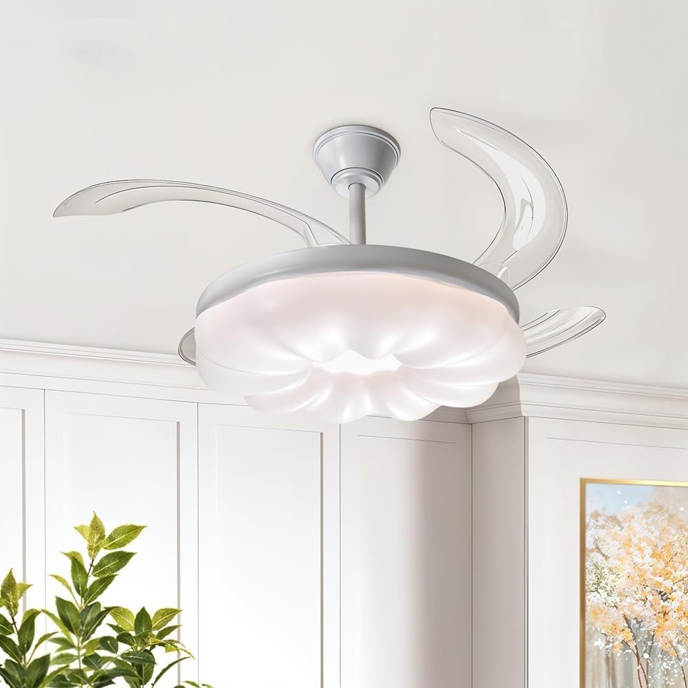 Warmiehomy 78cm Ceiling Fan with Lights 6 Speeds Dimmable LED White
