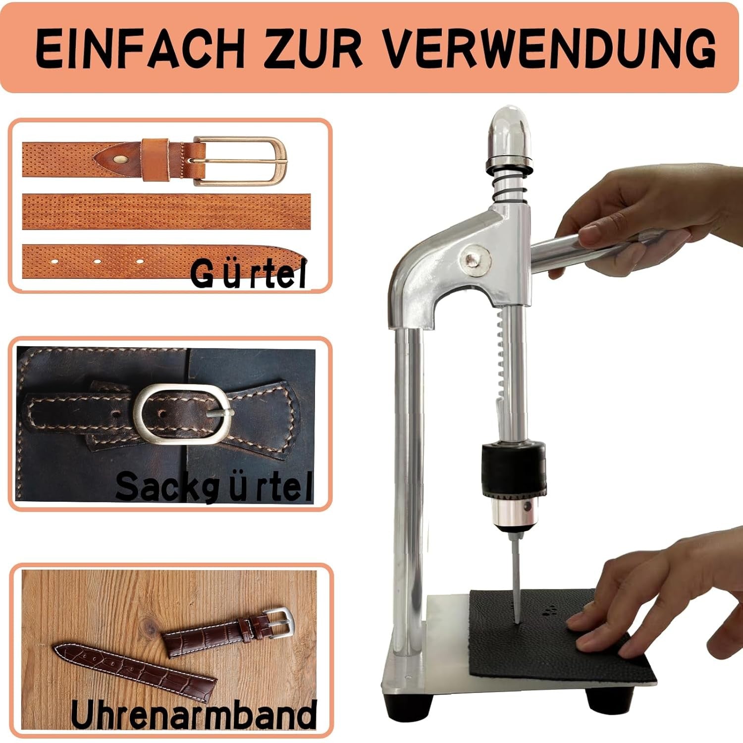 Heavy Duty Leather Hole Punch Press Machine DIY Craft Punching Tool