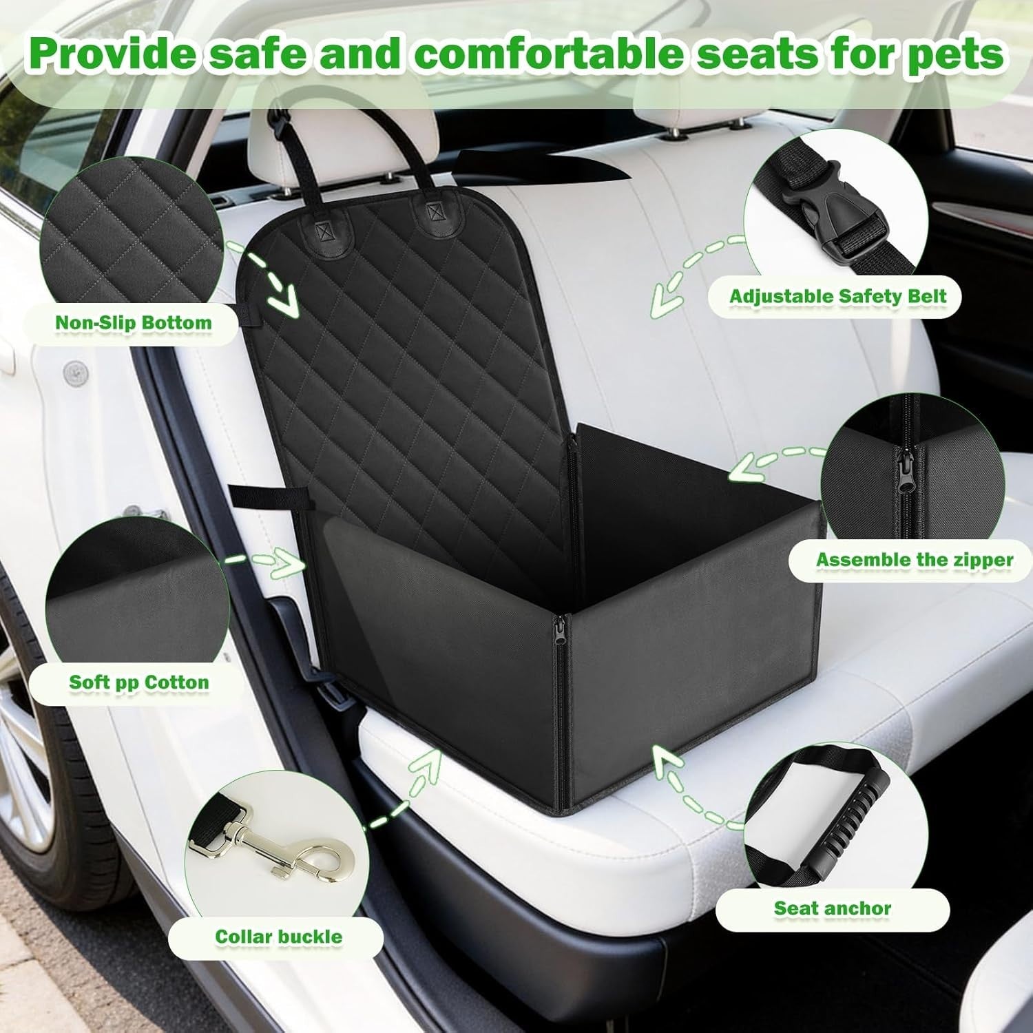2 in 1 Dog Car Seat Waterproof Booster Travel Bed Safety Basket