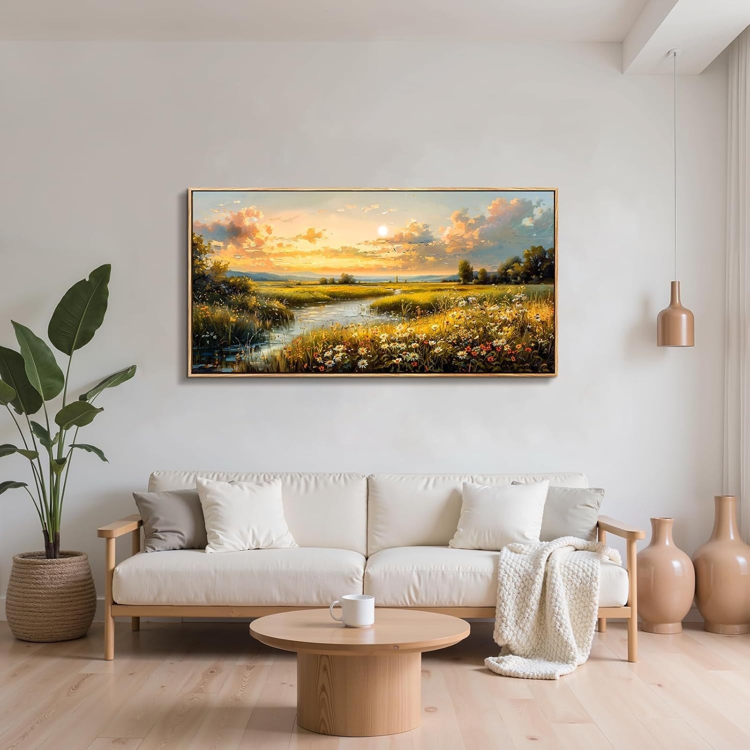 Large Landscape Canvas Wall Art Framed Rustic Countryside Living Room Decor