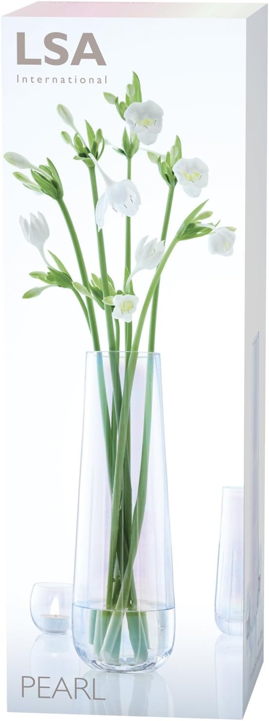 Tall Glass Vase 36cm Mother of Pearl Decorative Flower Vase Handmade