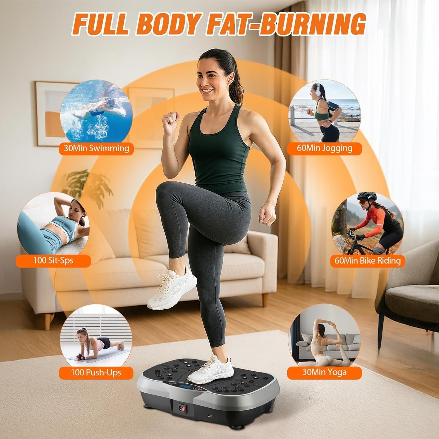 Silver Grey Vibration Plate Exercise Machine 99 Levels Weight Loss