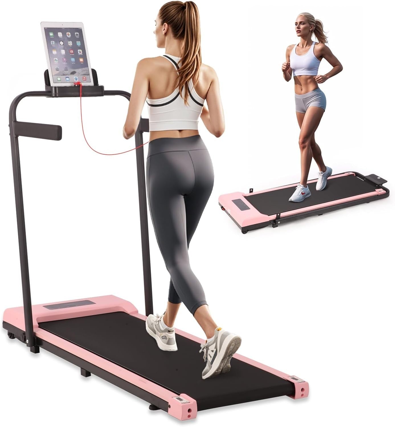 3-in-1 Foldable Walking Pad Under Desk Treadmill w/ Handle 10km/h Quiet Home Use