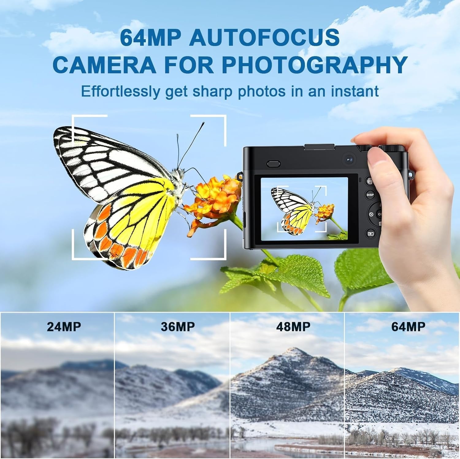 4K 64MP Digital Camera Autofocus Vlogging Selfie Camera 32GB Zoom Kit