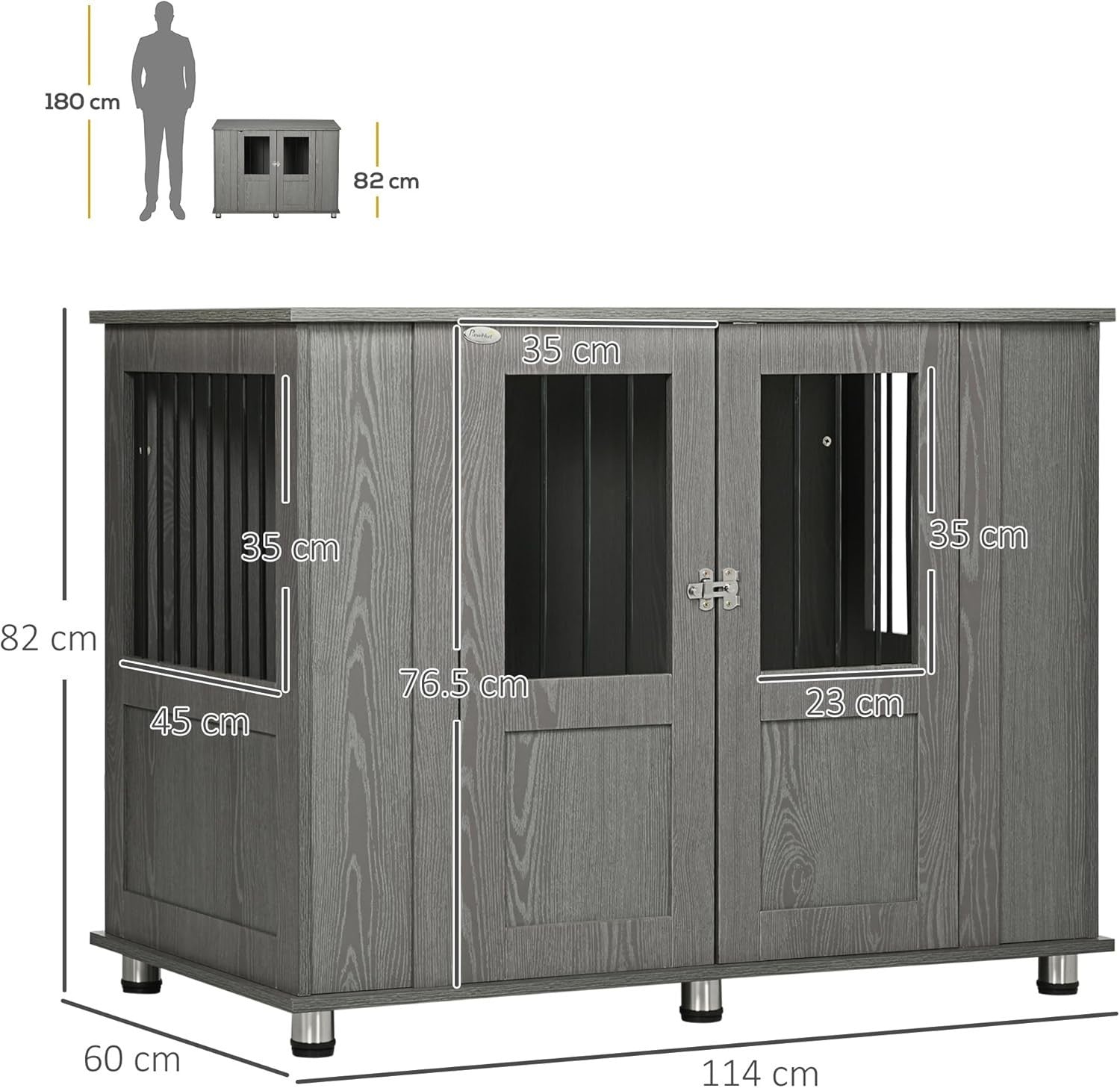 XL Dog Crate Furniture Table 114x60x82cm – Indoor Kennel for Large Breeds