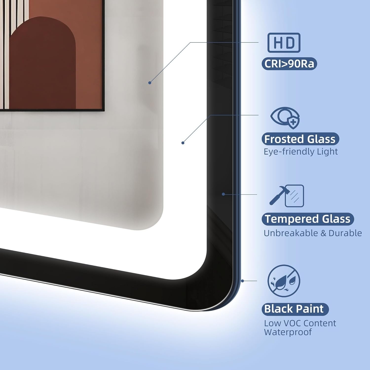 LED Bathroom Mirror 70x100 cm Bluetooth, Anti-Fog, Dimmable, Memory