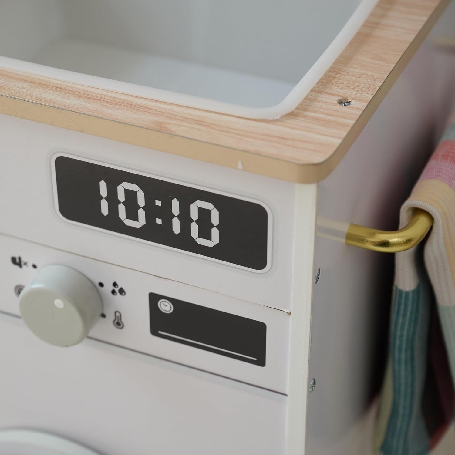 Wooden Kids Play Kitchen White Mini Garden Washing Machine Toy Set