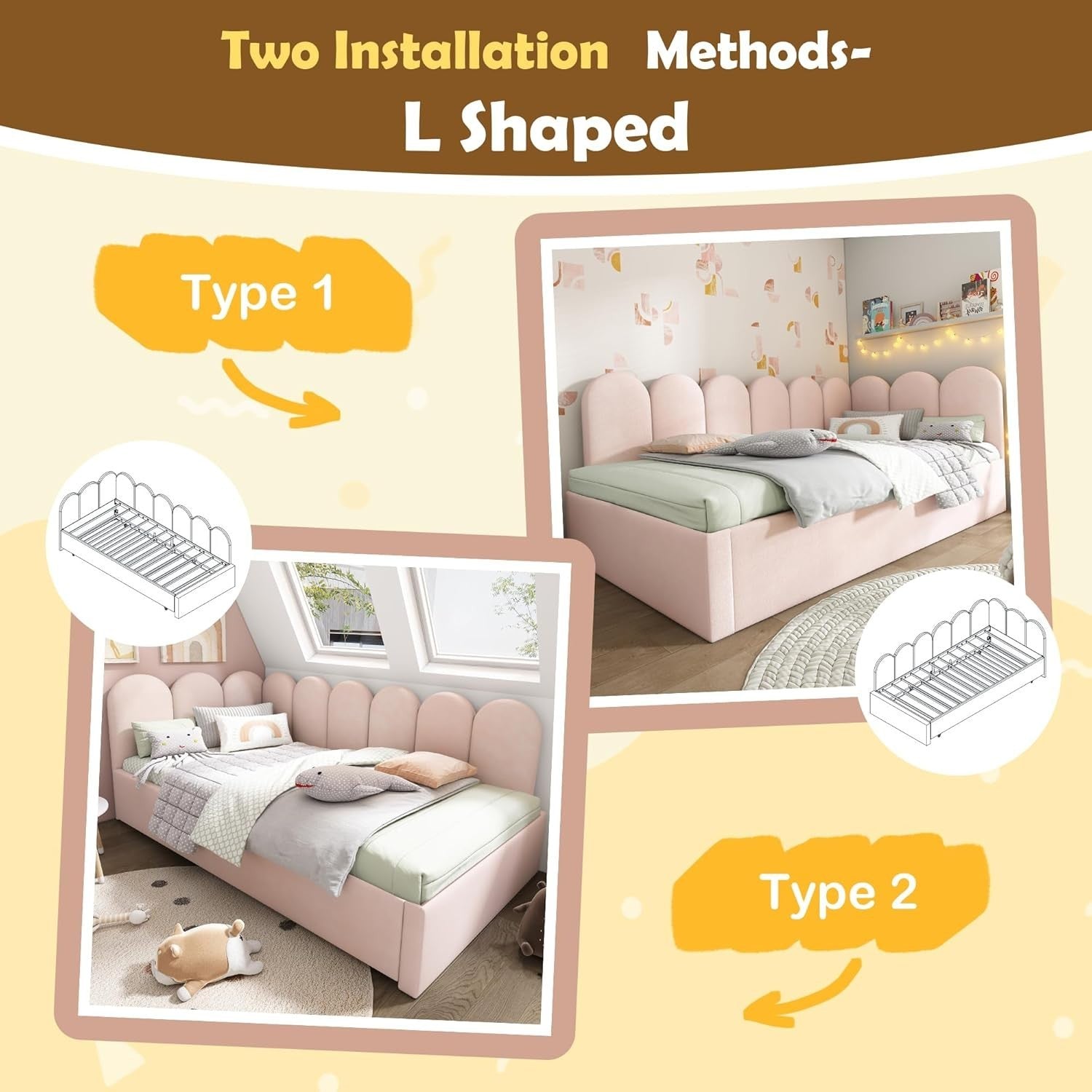 3FT Pink Velvet Pull Out Daybed Sofa Bed Guest Trundle Kids Girls Room