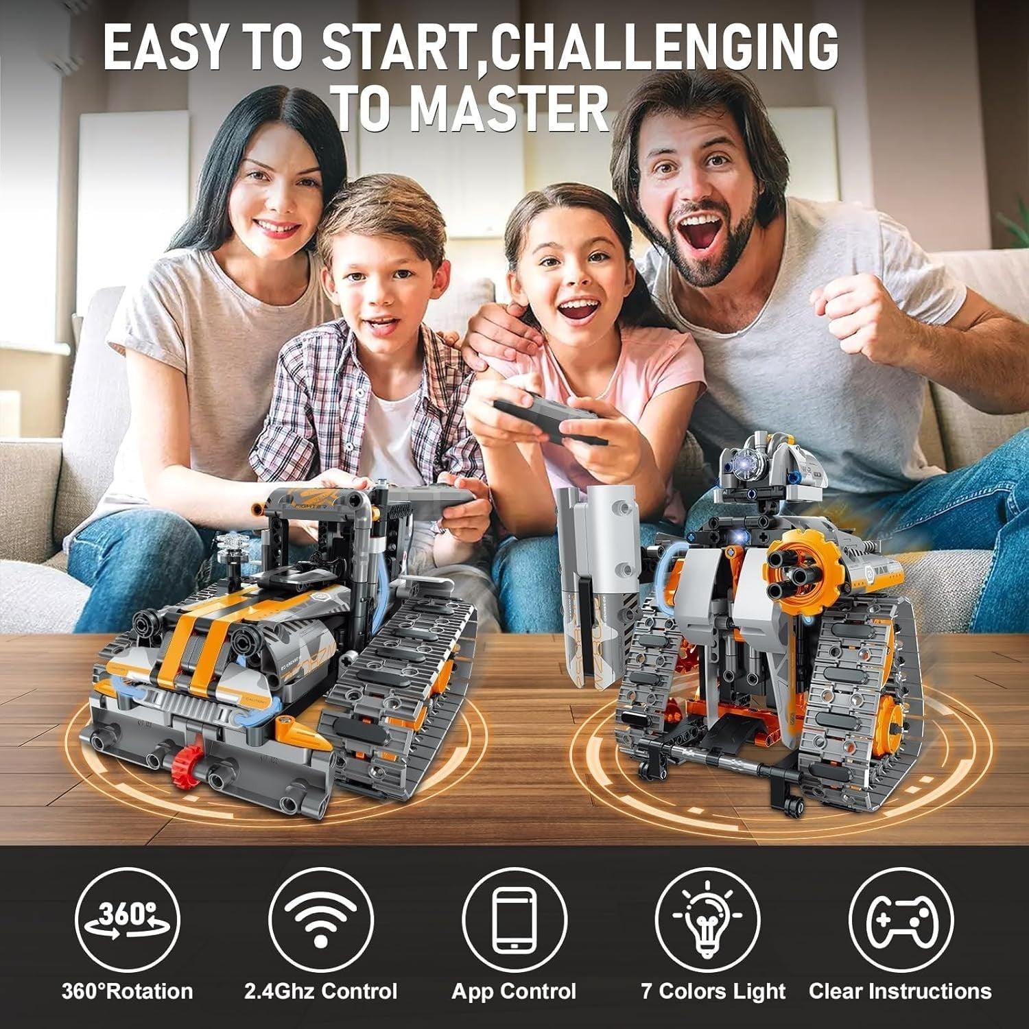 5-in-1 RC Robot Building Set 554PCS – App & Remote Control STEM Toy Gift