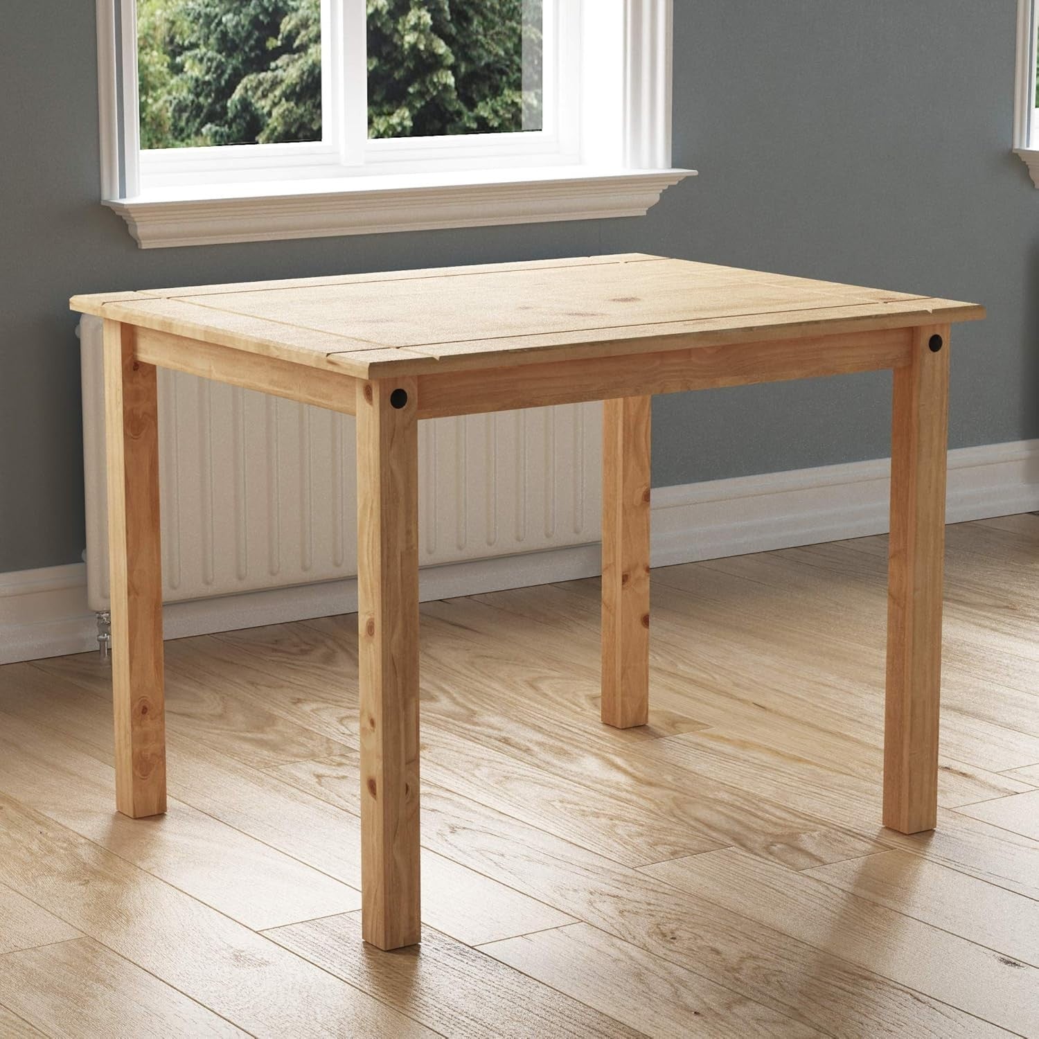 Pine 4-Seater Dining Table Set | Solid Wood, Compact, Easy Assembly