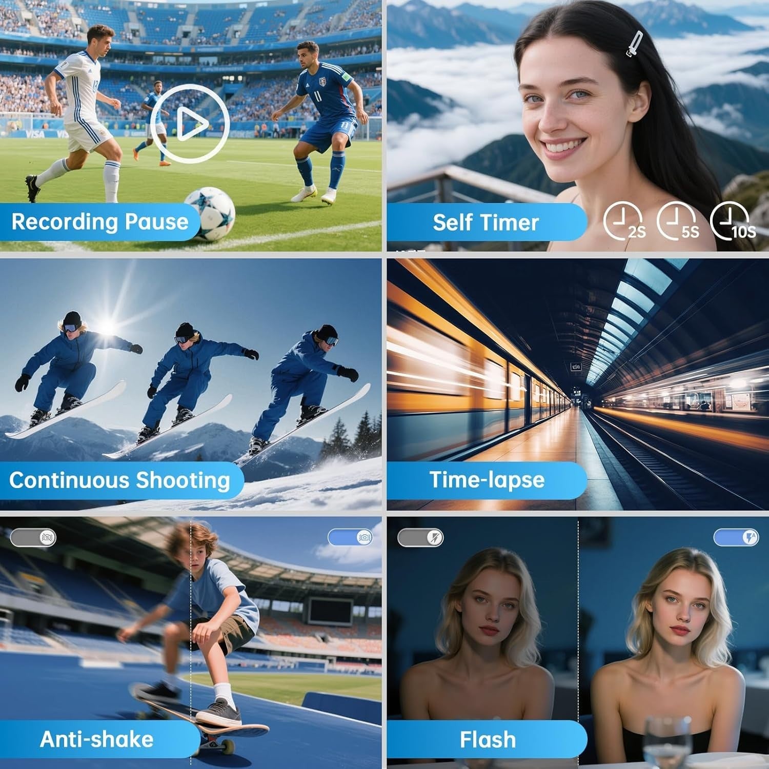 4K 64MP Vlogging Camera WiFi Flip Screen 16X Zoom SD Card Kit