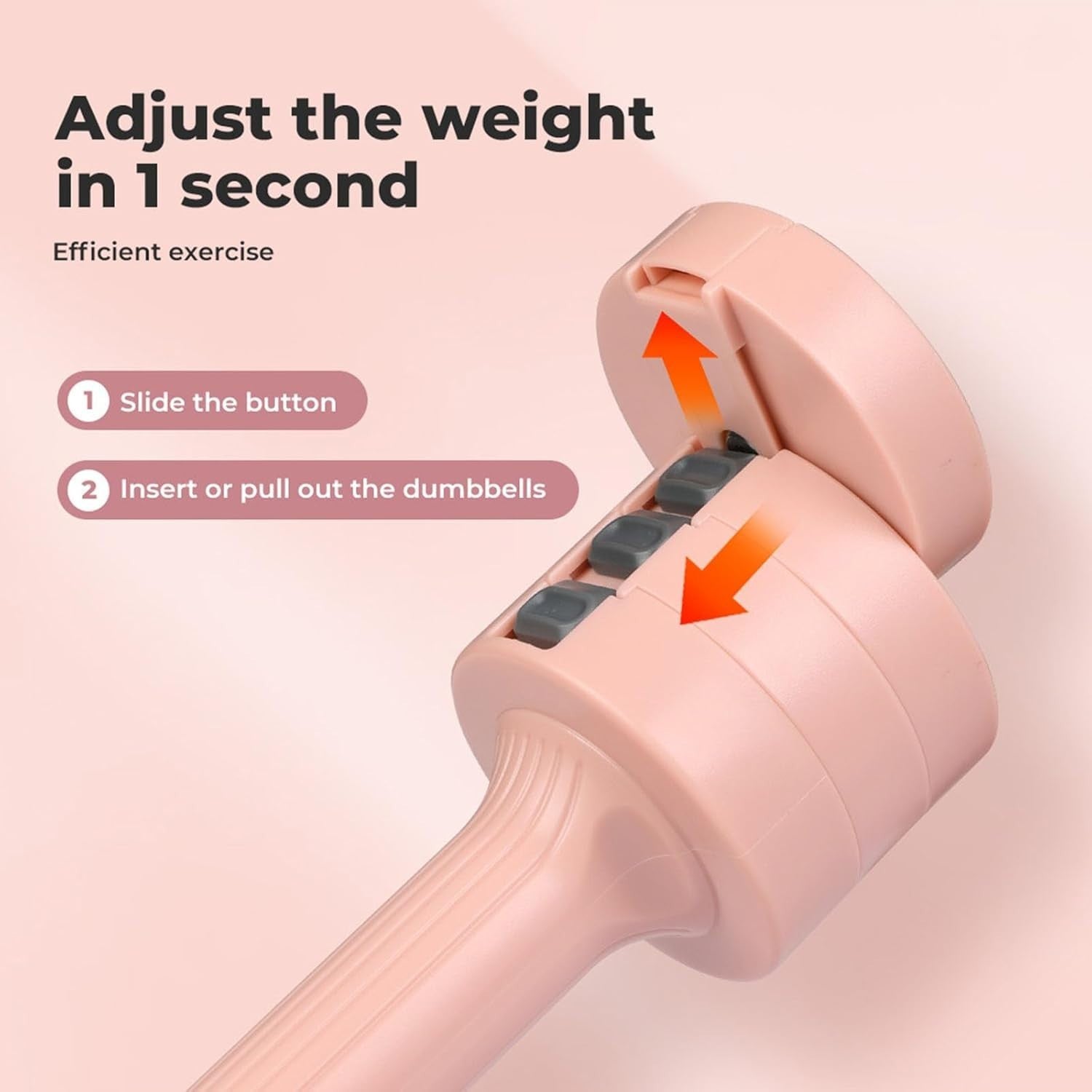 Pink Adjustable Dumbbells Pair 2–5kg Quick Change Non Slip Home Gym