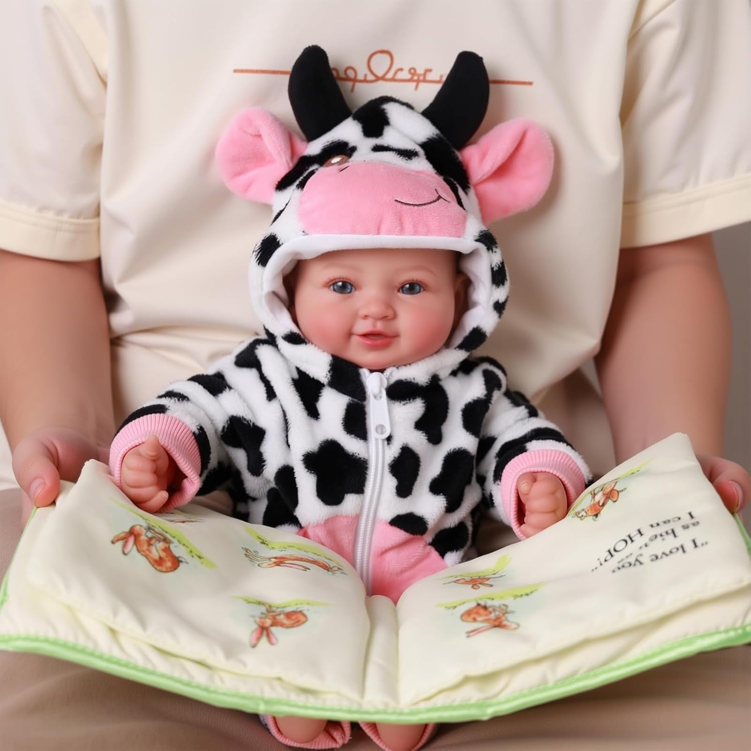 17” Reborn Baby Doll Soft Body Cow Outfit Newborn Set