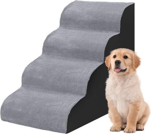 3 Step Dog & Cat Stairs Foam Ramp Non Slip Grey for Bed Sofa