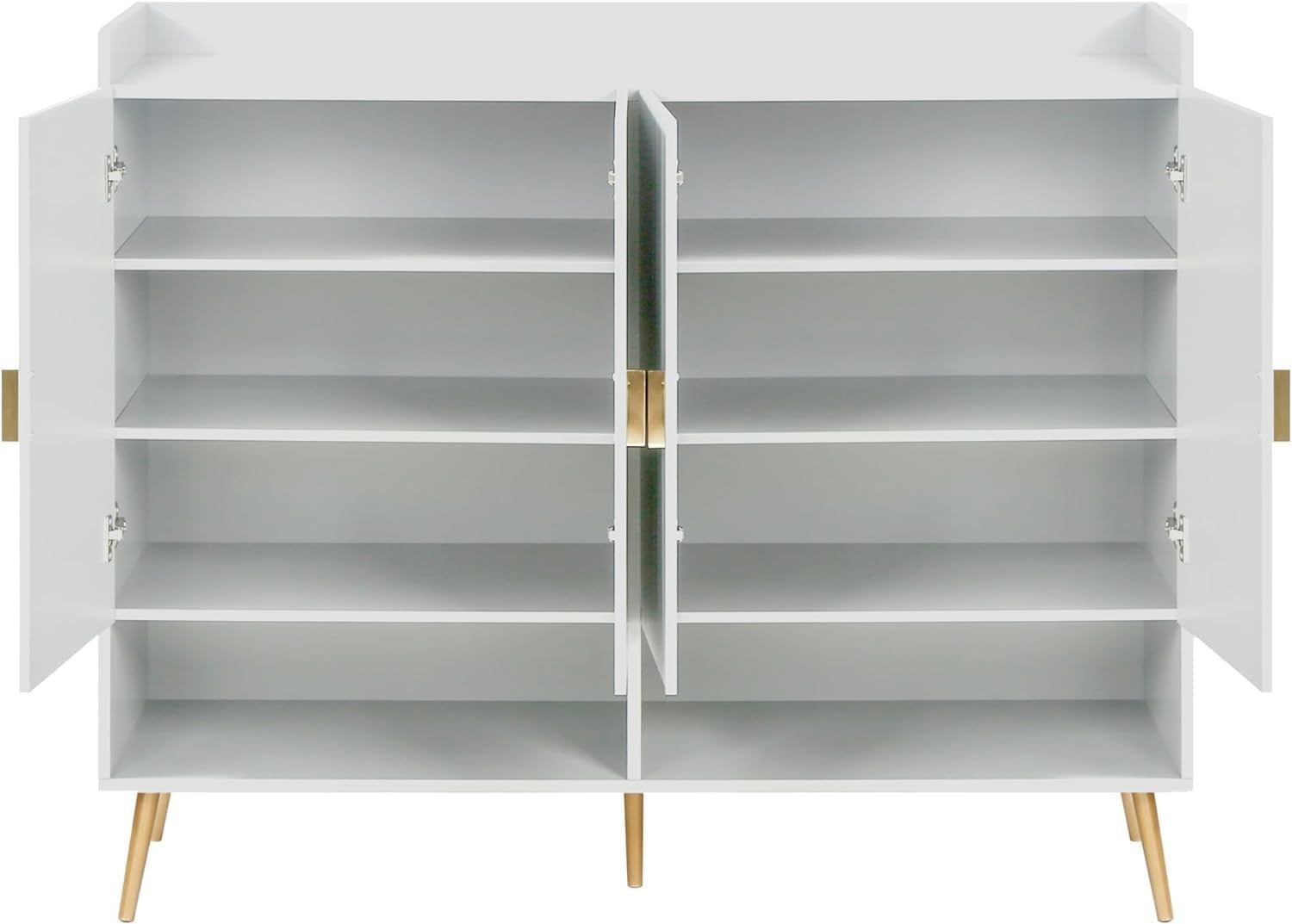 Large White Shoe Cabinet 4 Door Cupboard with Adjustable Shelves 120x35x100cm